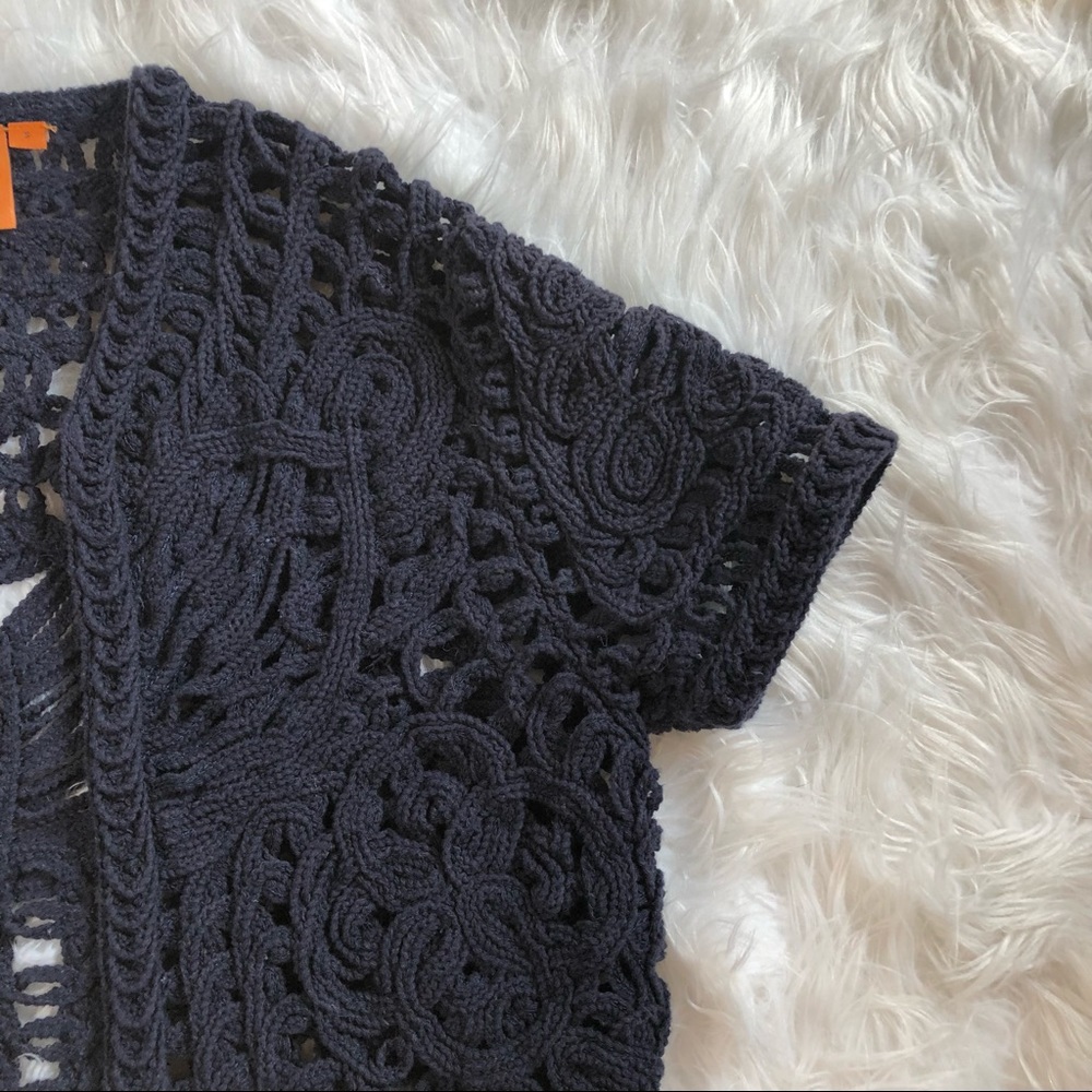Tory Burch Macrame Open Front Sweater Cardigan - Picture 3 of 4